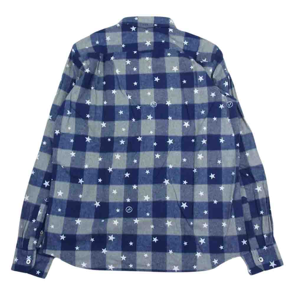 uniform experiment ユニフォームエクスペリメント UE-156142 スター 総柄 長袖 チェック シャツ ブルー系 2【中古】
