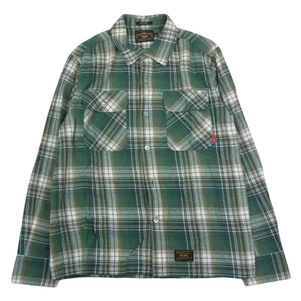WTAPS ダブルタップス 13AW 132GWDT-SHM03S VATOS L/S SHIRTS COTTON TEXTILE ヴァトス 長袖 シャツ コットン テキスタイル チェック グリーン系 M【中古】