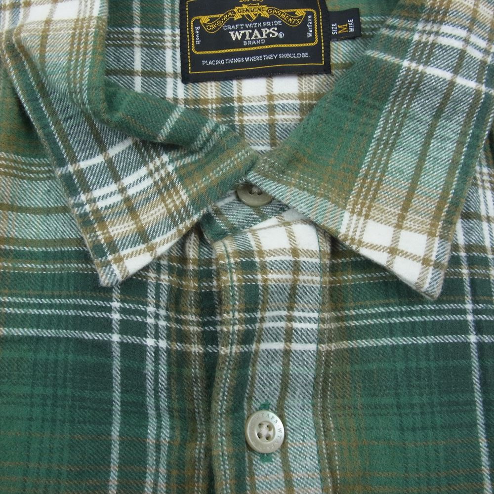 WTAPS ダブルタップス 13AW 132GWDT-SHM03S VATOS L/S SHIRTS COTTON TEXTILE ヴァトス 長袖 シャツ コットン テキスタイル チェック グリーン系 M【中古】