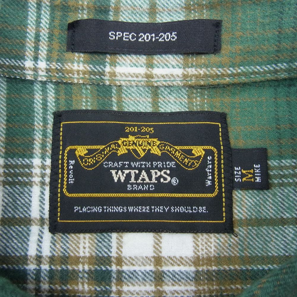 WTAPS ダブルタップス 13AW 132GWDT-SHM03S VATOS L/S SHIRTS COTTON TEXTILE ヴァトス 長袖 シャツ コットン テキスタイル チェック グリーン系 M【中古】