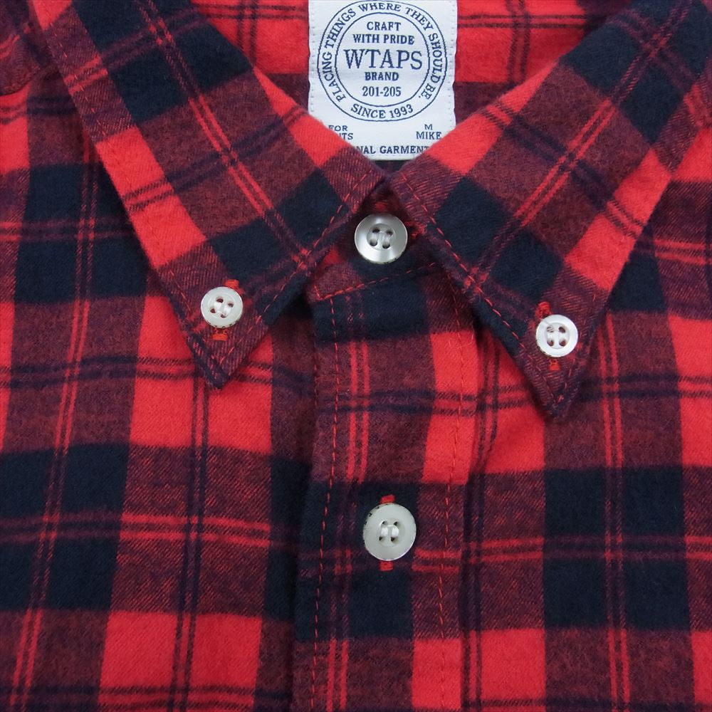 WTAPS ダブルタップス 14AW 142GWDT-SHM12 YOUTHFUL DAYS TARTAN L/S SHIRT COTTON TEXTILE ユースフルデイズ タータン チェック 長袖 シャツ レッド系 M【中古】