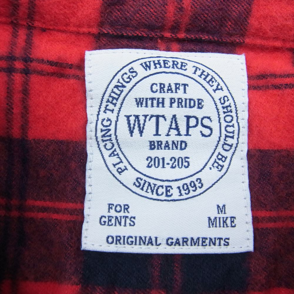 WTAPS ダブルタップス 14AW 142GWDT-SHM12 YOUTHFUL DAYS TARTAN L/S SHIRT COTTON TEXTILE ユースフルデイズ タータン チェック 長袖 シャツ レッド系 M【中古】