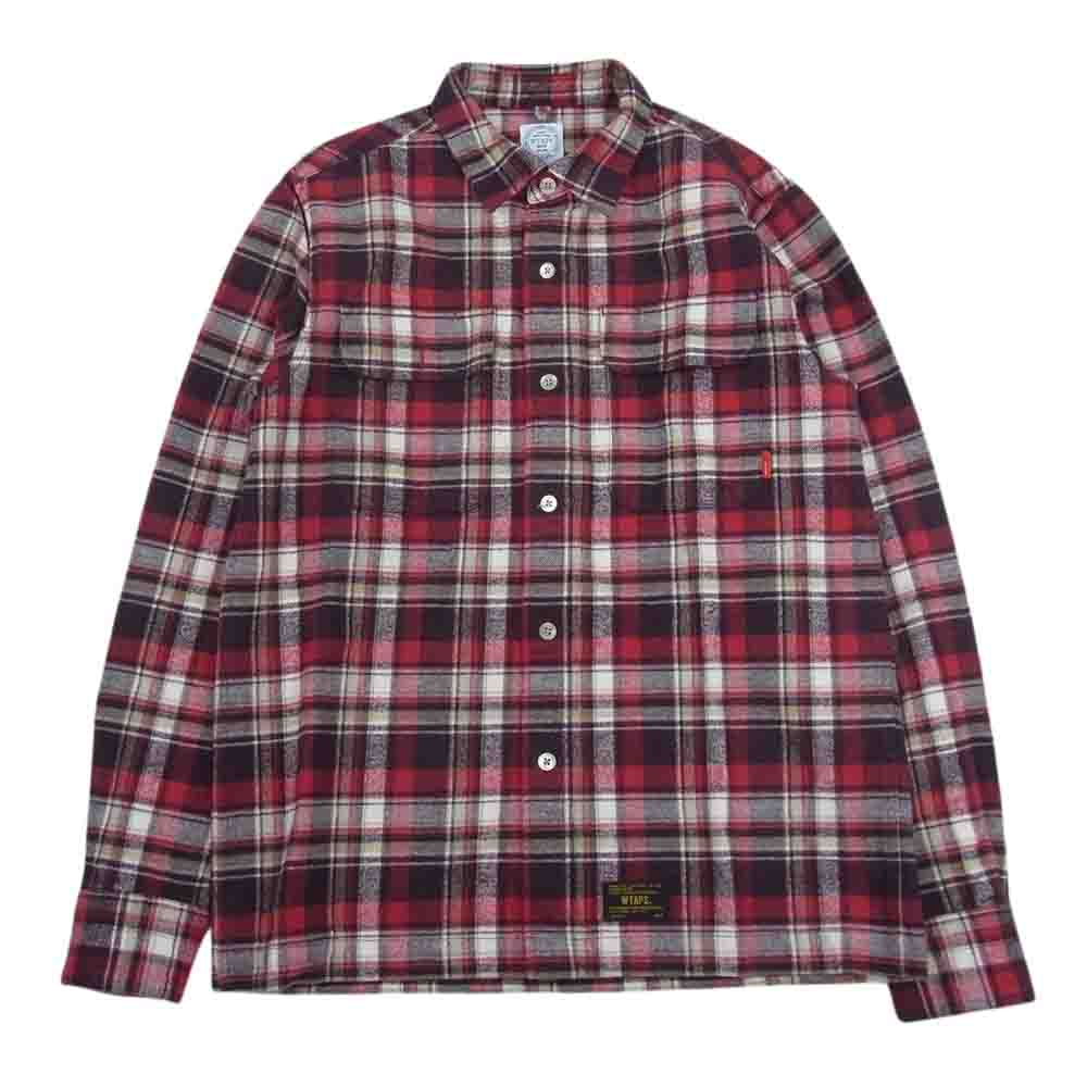 WTAPS ダブルタップス 14AW 142GWDT-SHM05 VATOS L/S SHIRTS COTTON TEXTILE ヴァトス 長袖 シャツ コットン テキスタイル チェック レッド系 M【中古】