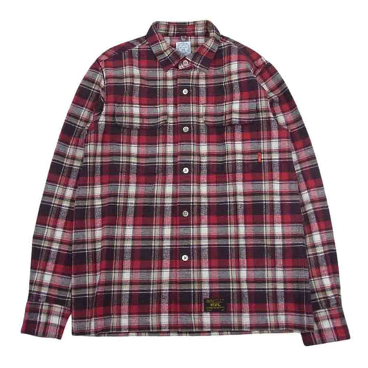 WTAPS ダブルタップス 14AW 142GWDT-SHM05 VATOS L/S SHIRTS COTTON TEXTILE ヴァトス 長袖 シャツ コットン テキスタイル チェック レッド系 M【中古】