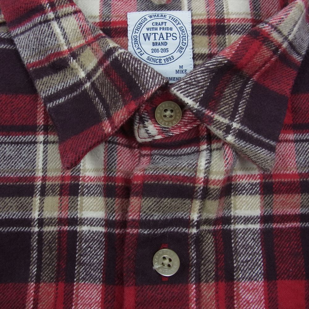 WTAPS ダブルタップス 14AW 142GWDT-SHM05 VATOS L/S SHIRTS COTTON TEXTILE ヴァトス 長袖 シャツ コットン テキスタイル チェック レッド系 M【中古】