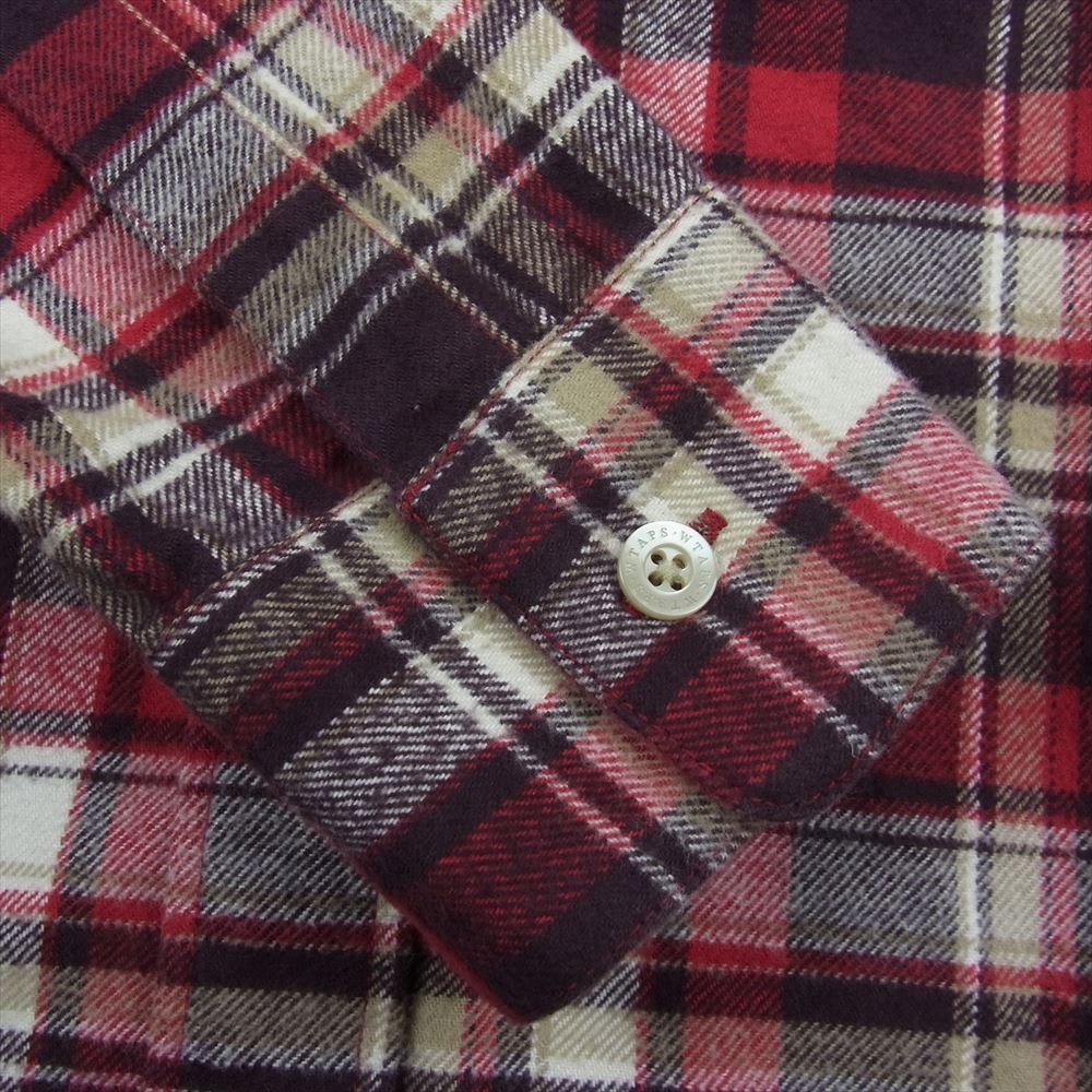 WTAPS ダブルタップス 14AW 142GWDT-SHM05 VATOS L/S SHIRTS COTTON TEXTILE ヴァトス 長袖 シャツ コットン テキスタイル チェック レッド系 M【中古】