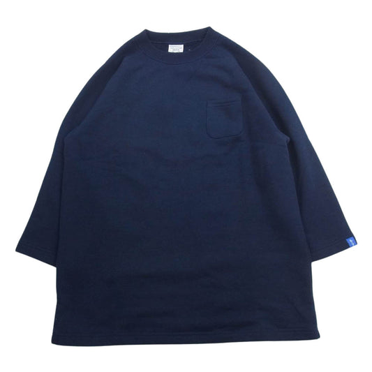LOOPWHEELER ループウィラー クルーネック スウェット ポケット付き  七分袖 ネイビー系 M【中古】