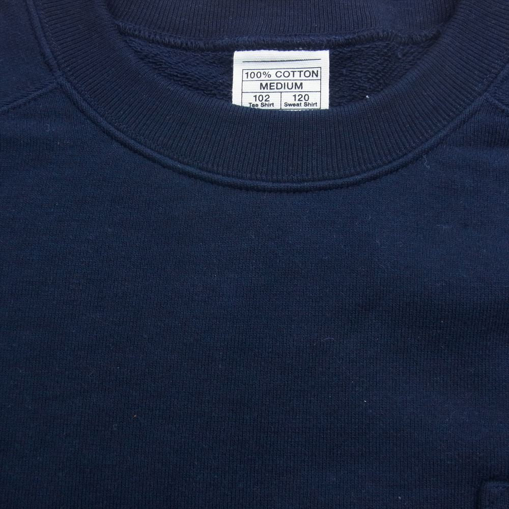 LOOPWHEELER ループウィラー クルーネック スウェット ポケット付き  七分袖 ネイビー系 M【中古】