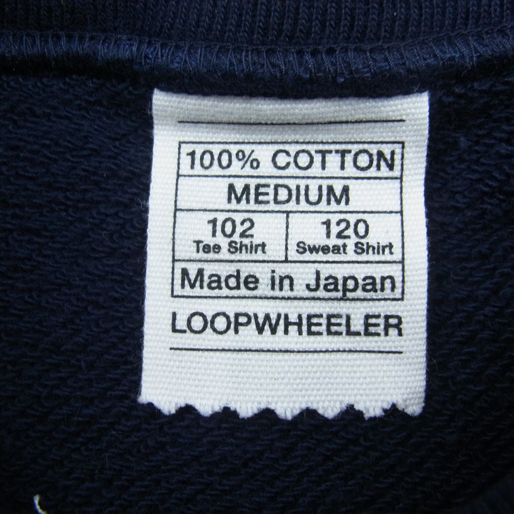 LOOPWHEELER ループウィラー クルーネック スウェット ポケット付き  七分袖 ネイビー系 M【中古】