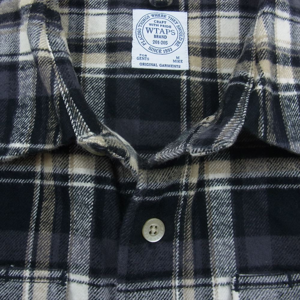 WTAPS ダブルタップス 14AW 142GWDT-SHM05 VATOS L/S SHIRTS TEXTILE バトス チェック ネル シャツ 長袖 グレー系 M【中古】