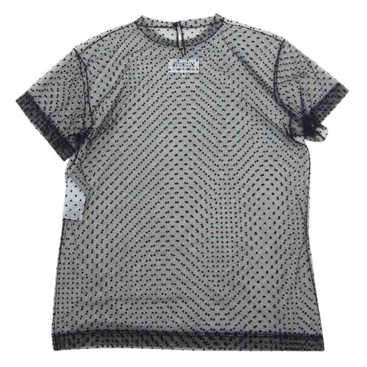 MAISON MARGIELA メゾンマルジェラ 21SS S51GC0506 S53798 ?ライン 四つタグ カレンダータグ 半袖 シースルー ドット ブラウス ブラック系 L【中古】