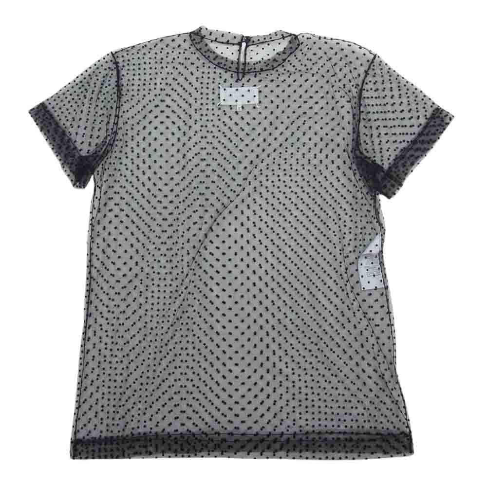 MAISON MARGIELA メゾンマルジェラ 21SS S51GC0506 S53798 ?ライン 四つタグ カレンダータグ 半袖 シースルー ドット ブラウス ブラック系 L【中古】