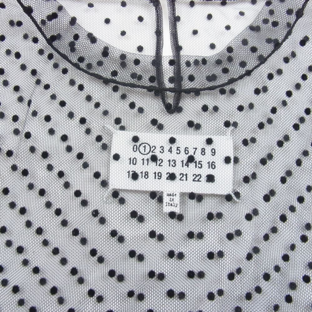 MAISON MARGIELA メゾンマルジェラ 21SS S51GC0506 S53798 ?ライン 四つタグ カレンダータグ 半袖 シースルー ドット ブラウス ブラック系 L【中古】