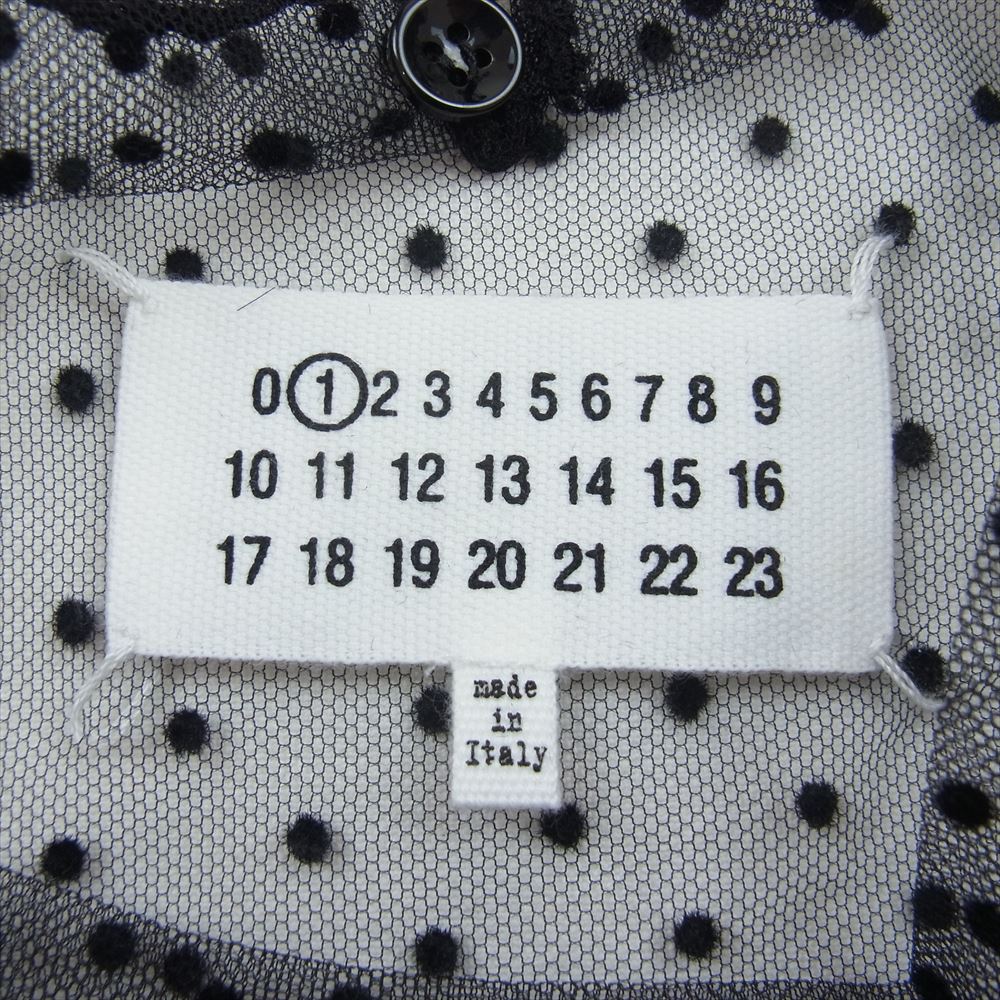 MAISON MARGIELA メゾンマルジェラ 21SS S51GC0506 S53798 ?ライン 四つタグ カレンダータグ 半袖 シースルー ドット ブラウス ブラック系 L【中古】