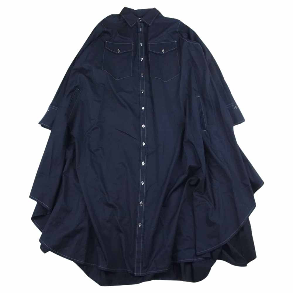 ジョンリンクス JL201-OP565 ステッチデザイン ロング シャツドレス ワンピース ネイビー系 M【中古】