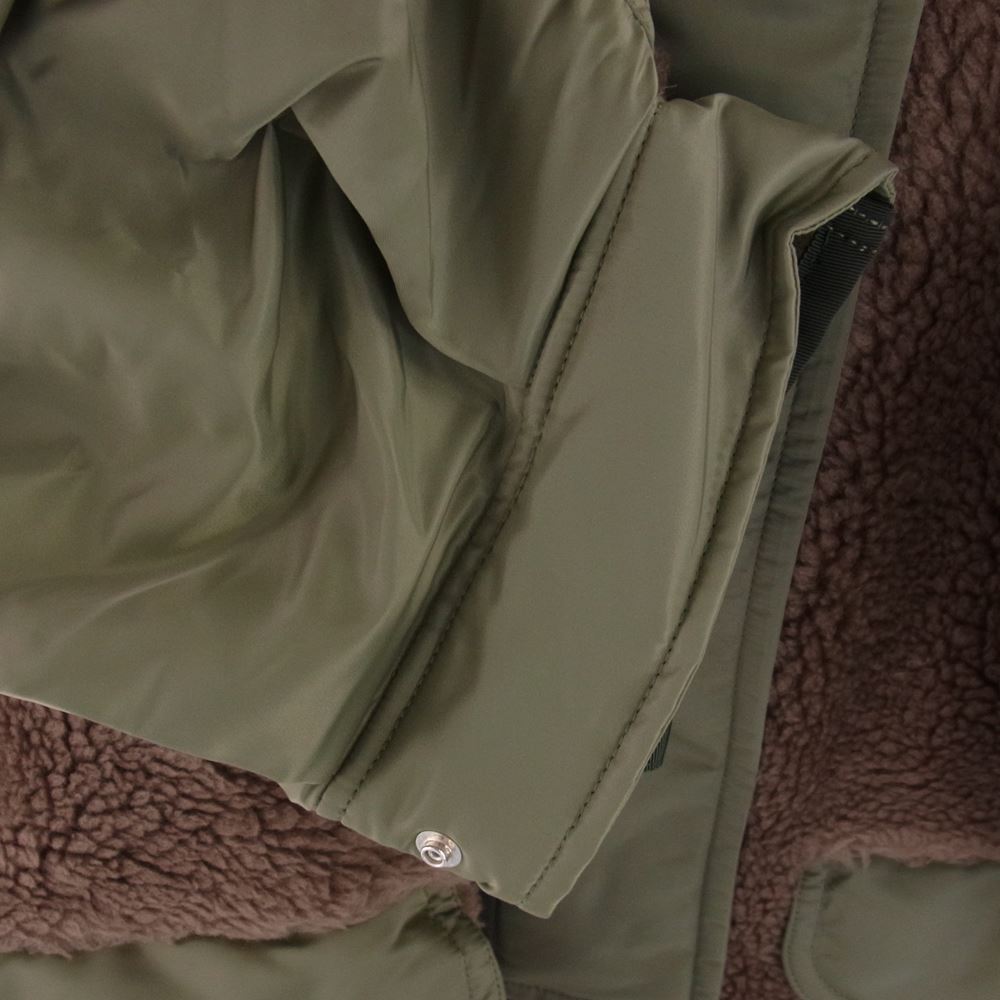 Sacai サカイ 22AW 22-06281 Faux Shearling Nylon Twill Coat ファーシアリング ナイロンツイルコート ボンバージャケット ロングコート リメイク 再構築 素材切替 中綿ブルゾン  ブラウン系 カーキ系 3【極上美品】【中古】