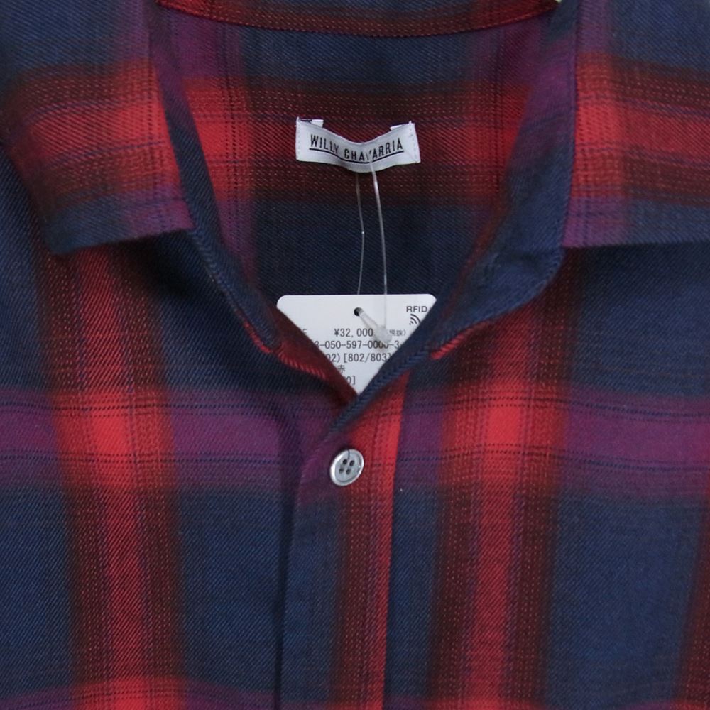 ウィリーチャバリア 23AW AAJ100 BIG WILLY DRESS SHIRT ビッグ ウィリー ドレス シャツ チェック レッド系 ネイビー系 S【新古品】【未使用】【中古】