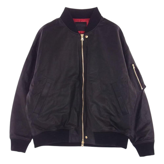 ISAMUKATAYAMA BACKLASH イサムカタヤマバックラッシュ R-2078-04 ジャパンステア レザー MA-1 キルティングライニング ブルゾン ジャケット ブラック系 F【美品】【中古】