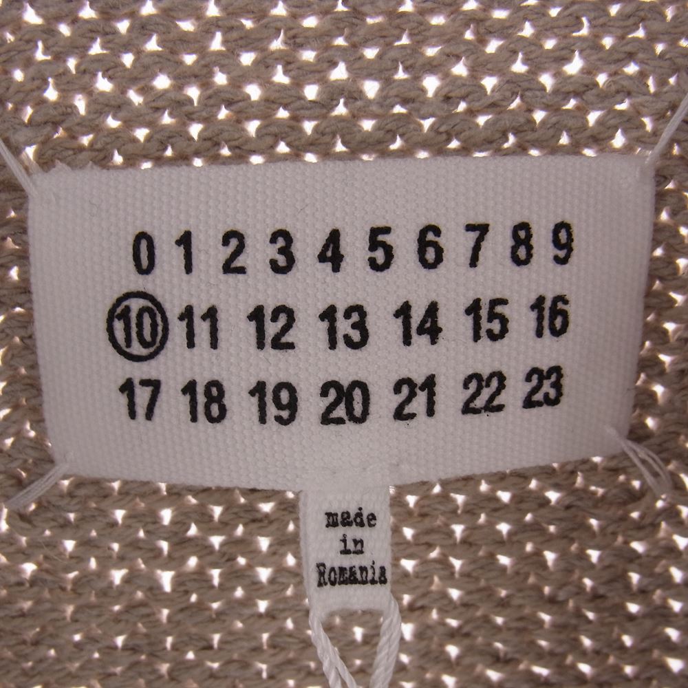 MAISON MARGIELA メゾンマルジェラ 23SS S50GP0276 10ライン 国内正規品 ダメージ加工 Vネック カーディガン 四つタグ  ベージュ系 S【新古品】【未使用】【中古】