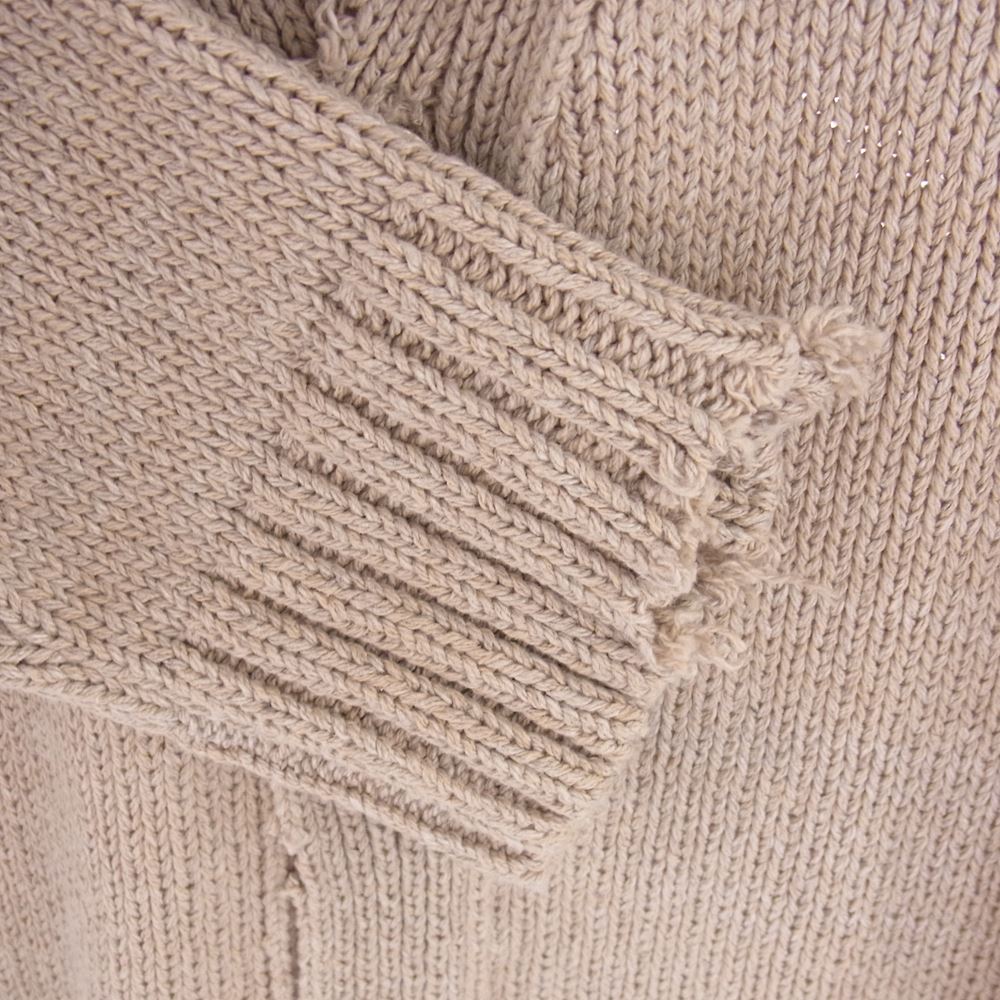 MAISON MARGIELA メゾンマルジェラ 23SS S50GP0276 10ライン 国内正規品 ダメージ加工 Vネック カーディガン 四つタグ  ベージュ系 S【新古品】【未使用】【中古】