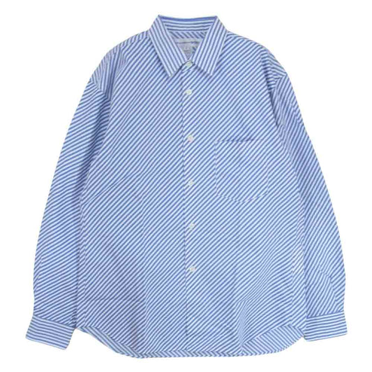 COMME des GARCONS コムデギャルソン SHIRT シャツ CDGS2BS FOREVER フォーエバー レジメンタル ストライプ 長袖 シャツ ホワイト系 ブルー系 XS【中古】