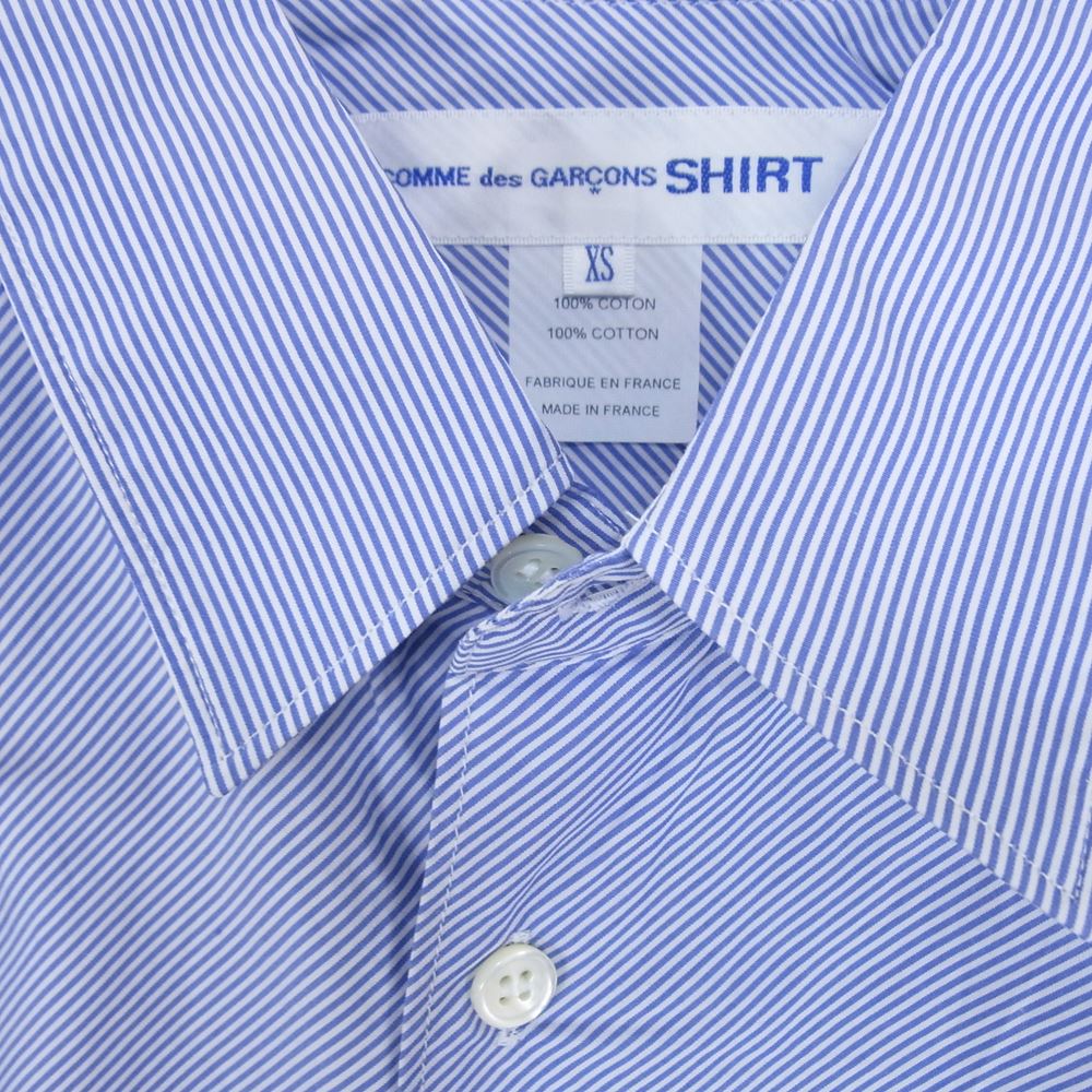 COMME des GARCONS コムデギャルソン SHIRT シャツ CDGS2BS FOREVER フォーエバー レジメンタル ストライプ 長袖 シャツ ブルー系 XS【中古】