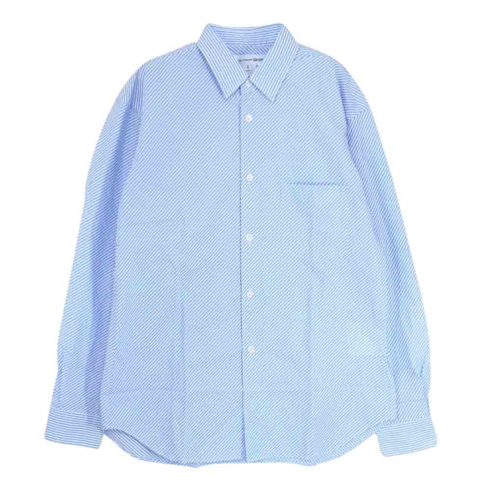 COMME des GARCONS コムデギャルソン SHIRT シャツ CDGS2BS FOREVER フォーエバー レジメンタル ストライプ 長袖 シャツ ブルー系 ホワイト系 XS【中古】