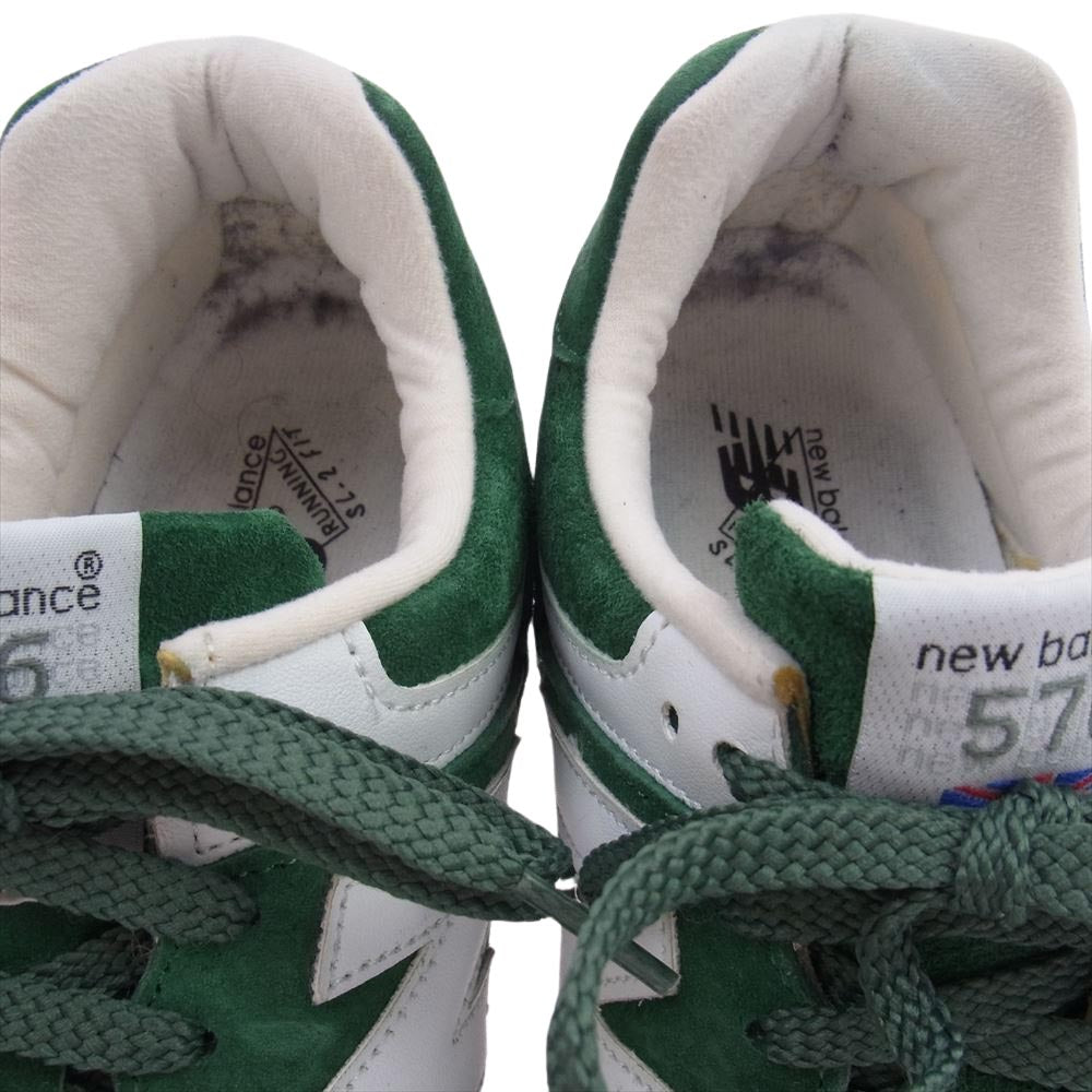 NEW BALANCE ニューバランス M576GG MADE IN ENGLAND 英国製 オールピッグスキンスエード ローカット スニーカー グリーン グリーン系 26cm【美品】【中古】
