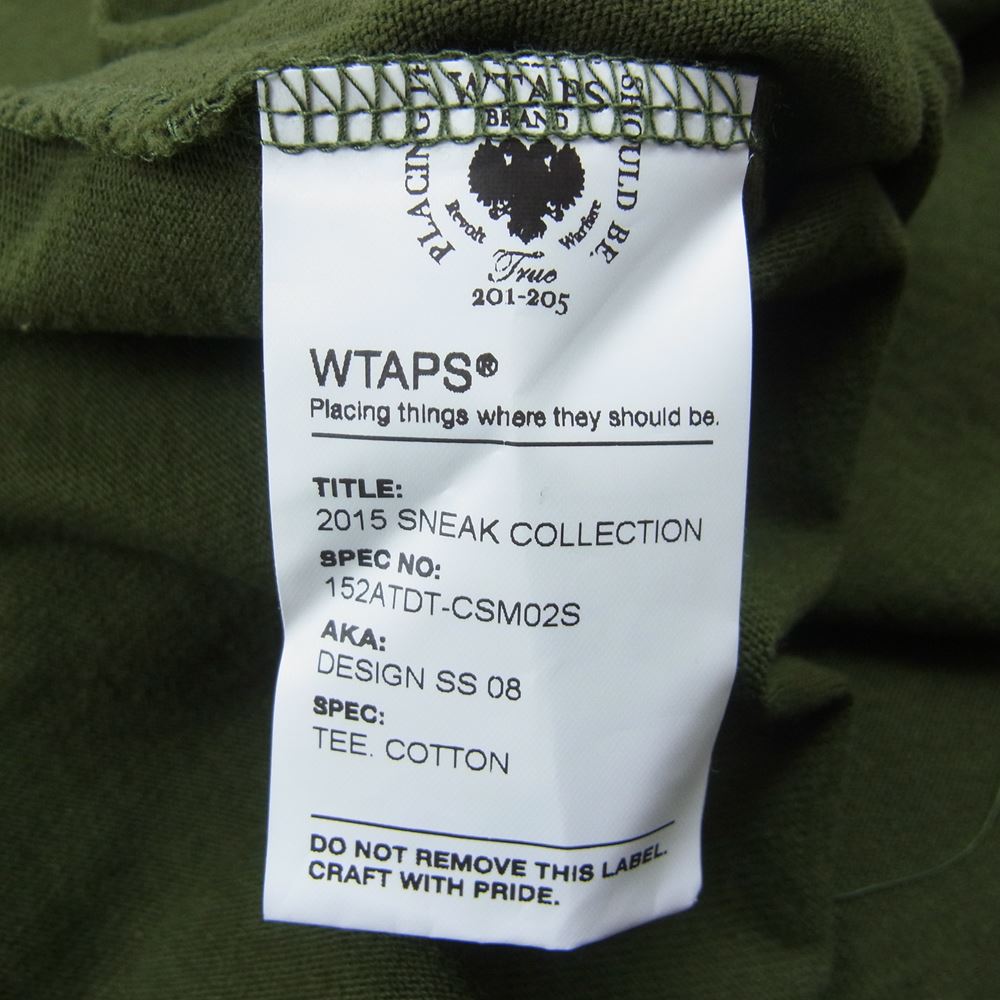 WTAPS ダブルタップス DESIGN SS 08 TEE プリント Tシャツ モスグリーン系 M【中古】
