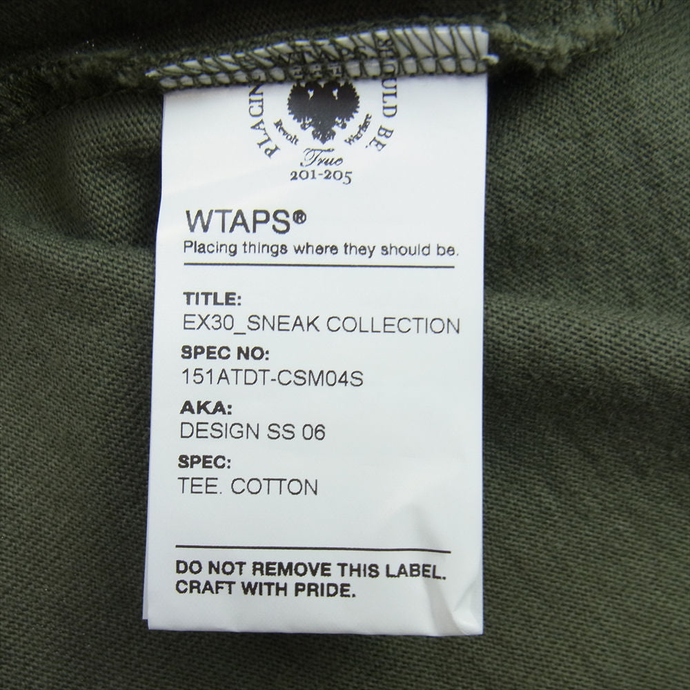 WTAPS ダブルタップス DESIGN SS 06 TEE プリント Tシャツ カーキ系【中古】