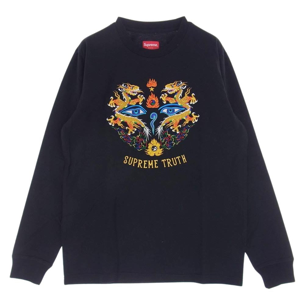 Supreme シュプリーム 17SS Truth L/S Tee 刺繍 長袖 Tシャツ カットソー ブラック系 S【中古】