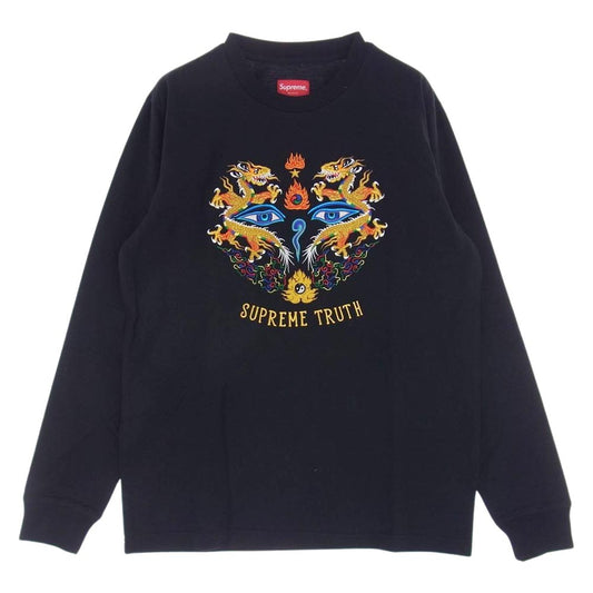 Supreme シュプリーム 17SS Truth L/S Tee 刺繍 長袖 Tシャツ カットソー ブラック系 S【中古】