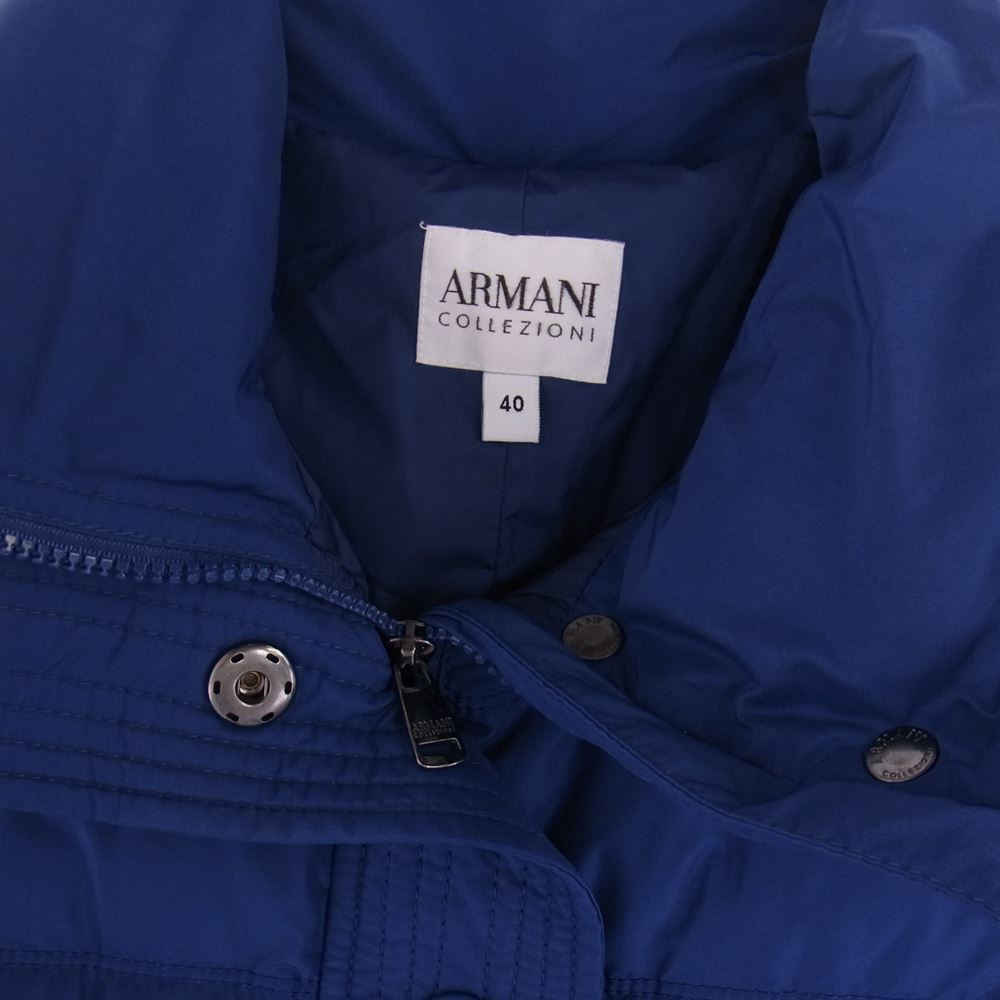 ARMANI COLLEZIONI アルマーニコレッツォーニ water-proof ウォータープルーフ 撥水加工 ロング ダウンコート ダウンジャケット ブルー系 40【中古】