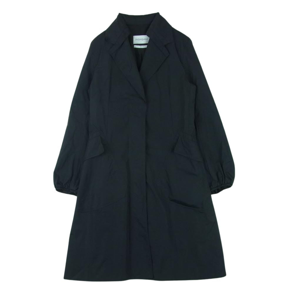 YVES SAINT LAURENT イヴサンローラン ナイロン トレンチ コート イタリア製 ダークネイビー系【中古】