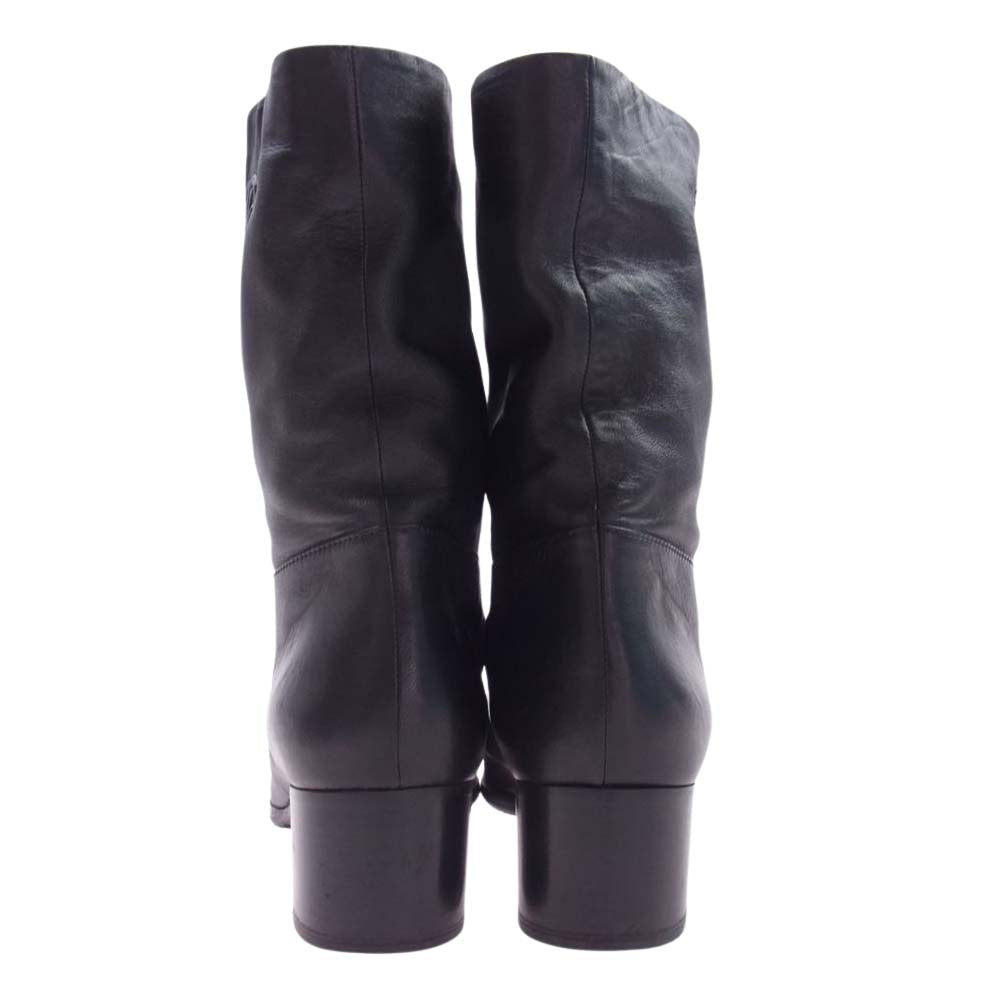 CHANEL シャネル ココマーク レザー ヒール ショートブーツ アンクルブーツ ブラック系 39C【中古】