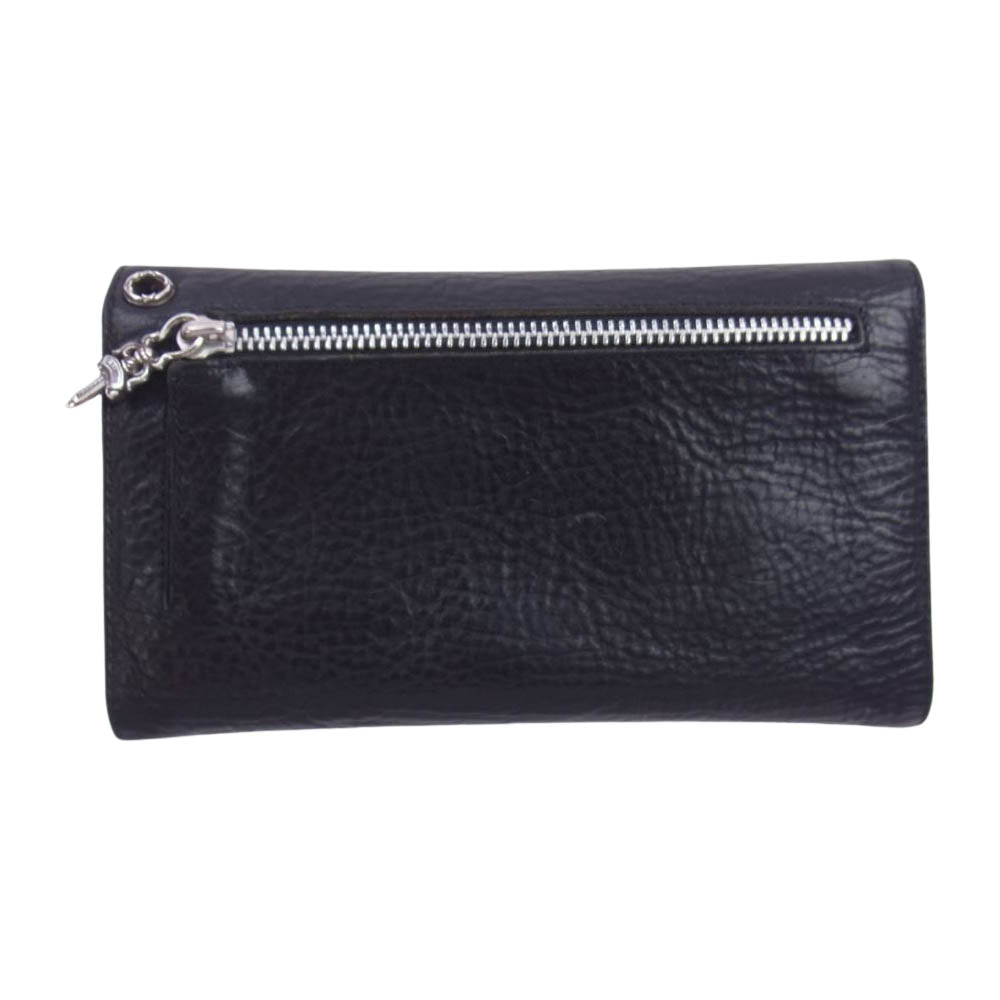 CHROME HEARTS クロムハーツ（原本有） WAVE CROSS BTN ウェーブ ウォレット クロスボールボタン 長財布 ブラック系【中古】