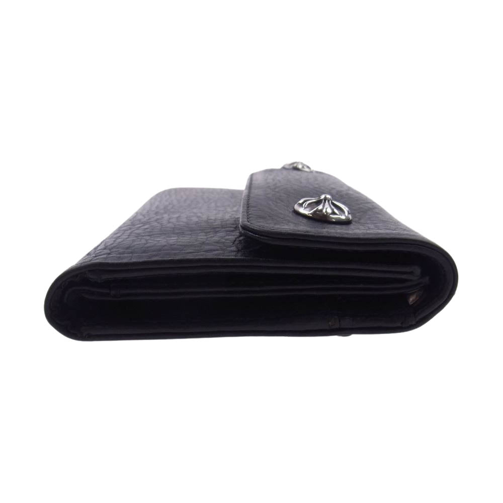 CHROME HEARTS クロムハーツ（原本有） WAVE CROSS BTN ウェーブ ウォレット クロスボールボタン 長財布 ブラック系【中古】