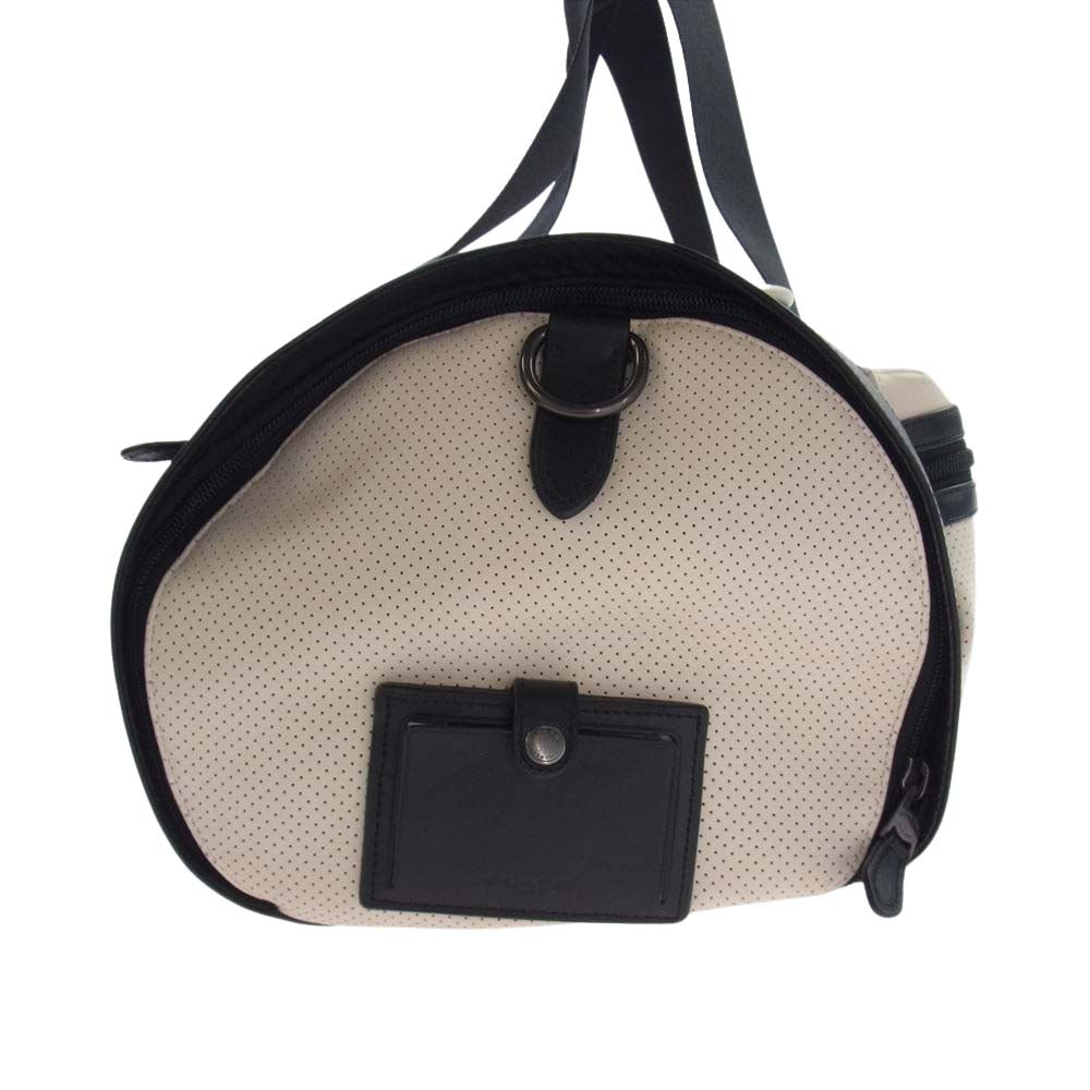 COACH コーチ D1761-F56875  パンチング レザー ジムバッグ ボストンバッグ オフホワイト系 ブラック系【中古】