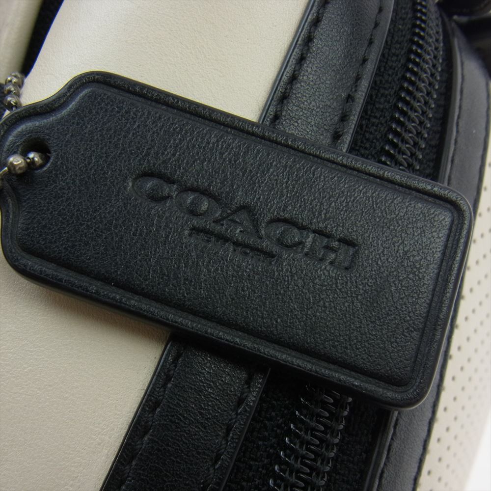 COACH コーチ D1761-F56875  パンチング レザー ジムバッグ ボストンバッグ オフホワイト系 ブラック系【中古】