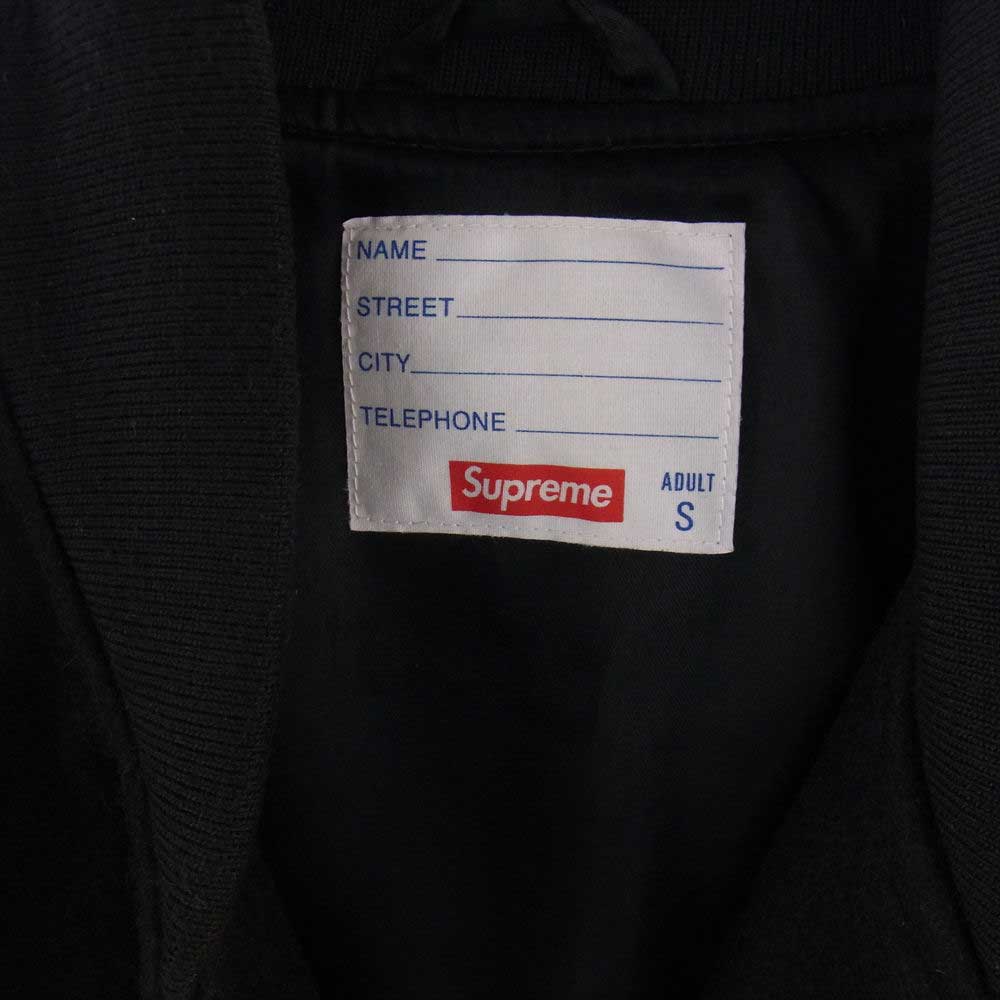 Supreme シュプリーム 15AW Wool Varsity Crew Jacket バーシティ 袖レザー切替 ジャケット ブラック系 S【中古】
