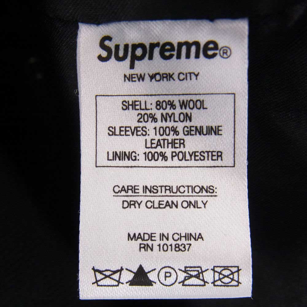 Supreme シュプリーム 15AW Wool Varsity Crew Jacket バーシティ 袖レザー切替 ジャケット ブラック系 S【中古】