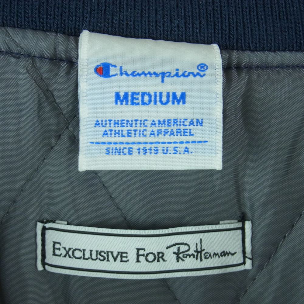 Ron Herman ロンハーマン champion チャンピオン ナイロン サテン ジャケット スタジャン 中国製 ネイビー系 M【中古】