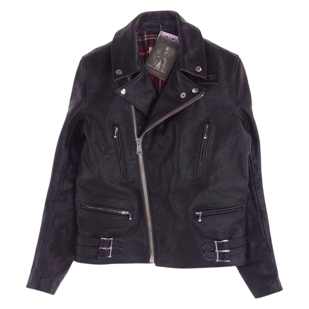 Lewis Leathers ルイスレザー LIGHTNING ライトニング 38 ベジカウ ダブル ライダース レザー ジャケット 裏地チェック ブラック系 38【中古】