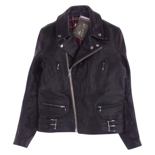 Lewis Leathers ルイスレザー LIGHTNING ライトニング 38 ベジカウ ダブル ライダース レザー ジャケット 裏地チェック ブラック系 38【中古】