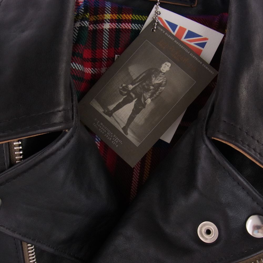 Lewis Leathers ルイスレザー LIGHTNING ライトニング 38 ベジカウ ダブル ライダース レザー ジャケット 裏地チェック ブラック系 38【中古】