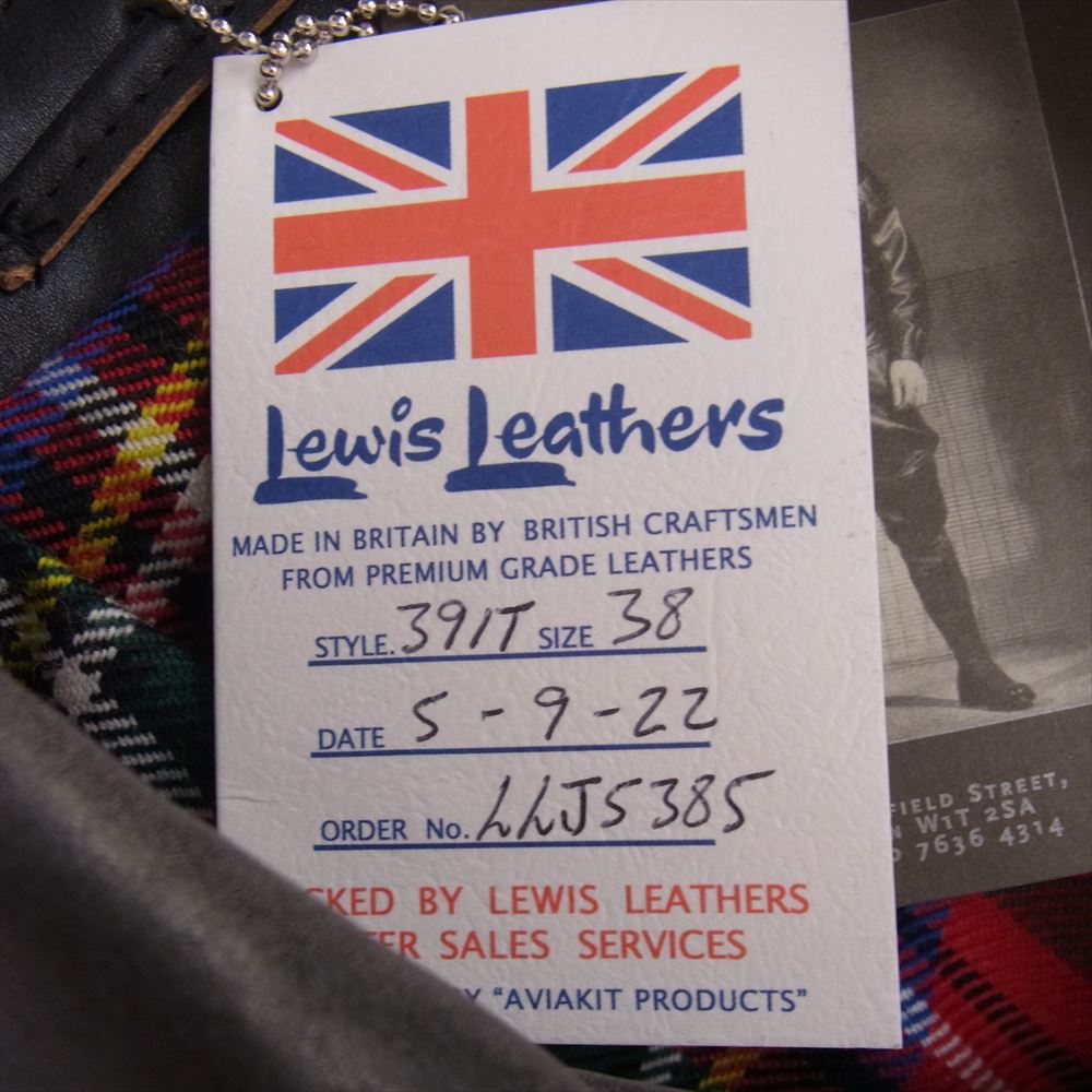 Lewis Leathers ルイスレザー LIGHTNING ライトニング 38 ベジカウ ダブル ライダース レザー ジャケット 裏地チェック ブラック系 38【中古】