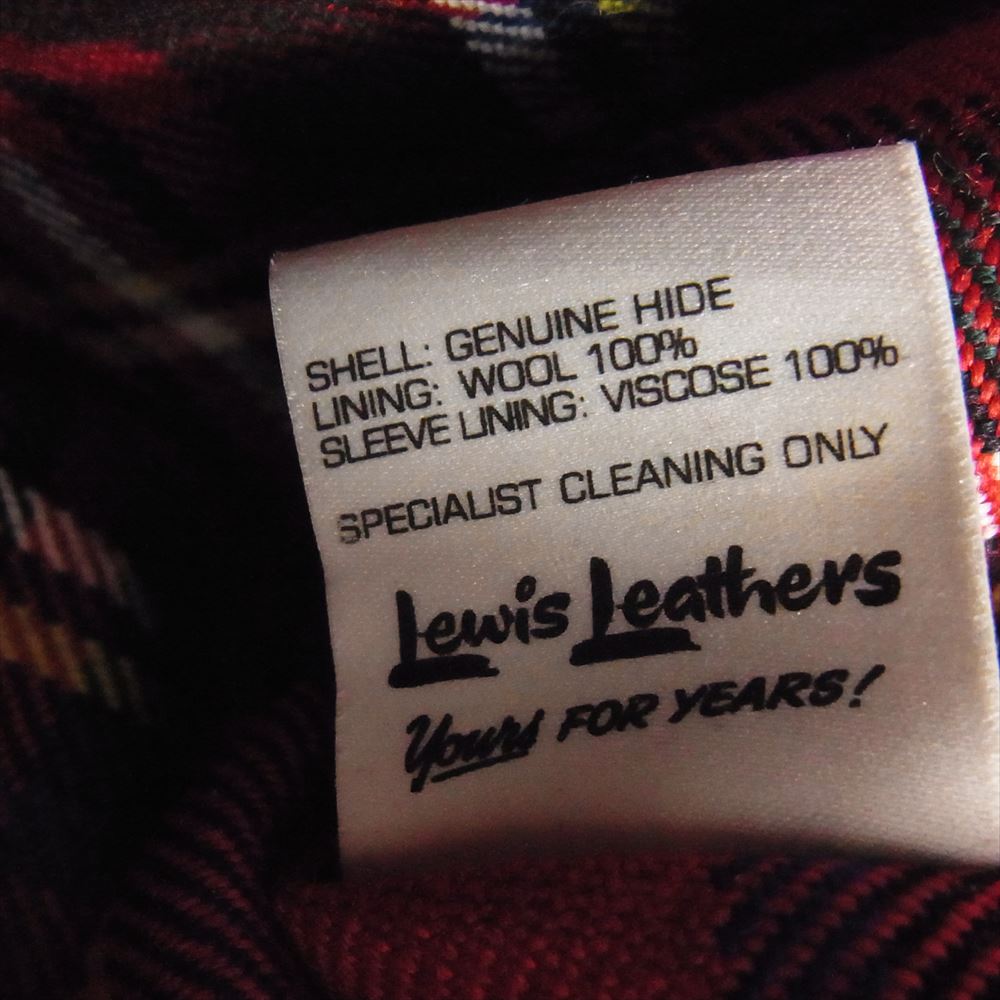 Lewis Leathers ルイスレザー LIGHTNING ライトニング 38 ベジカウ ダブル ライダース レザー ジャケット 裏地チェック ブラック系 38【中古】