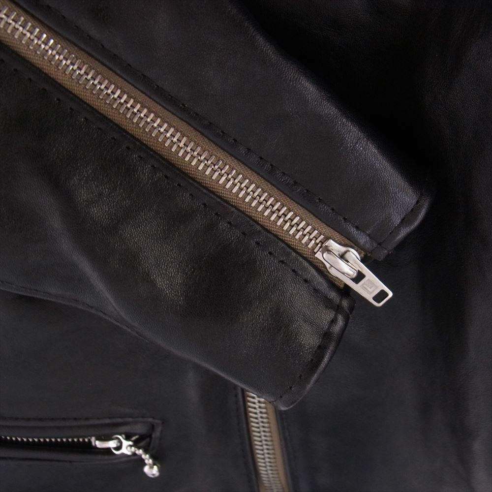 Lewis Leathers ルイスレザー LIGHTNING ライトニング 38 ベジカウ ダブル ライダース レザー ジャケット 裏地チェック ブラック系 38【中古】