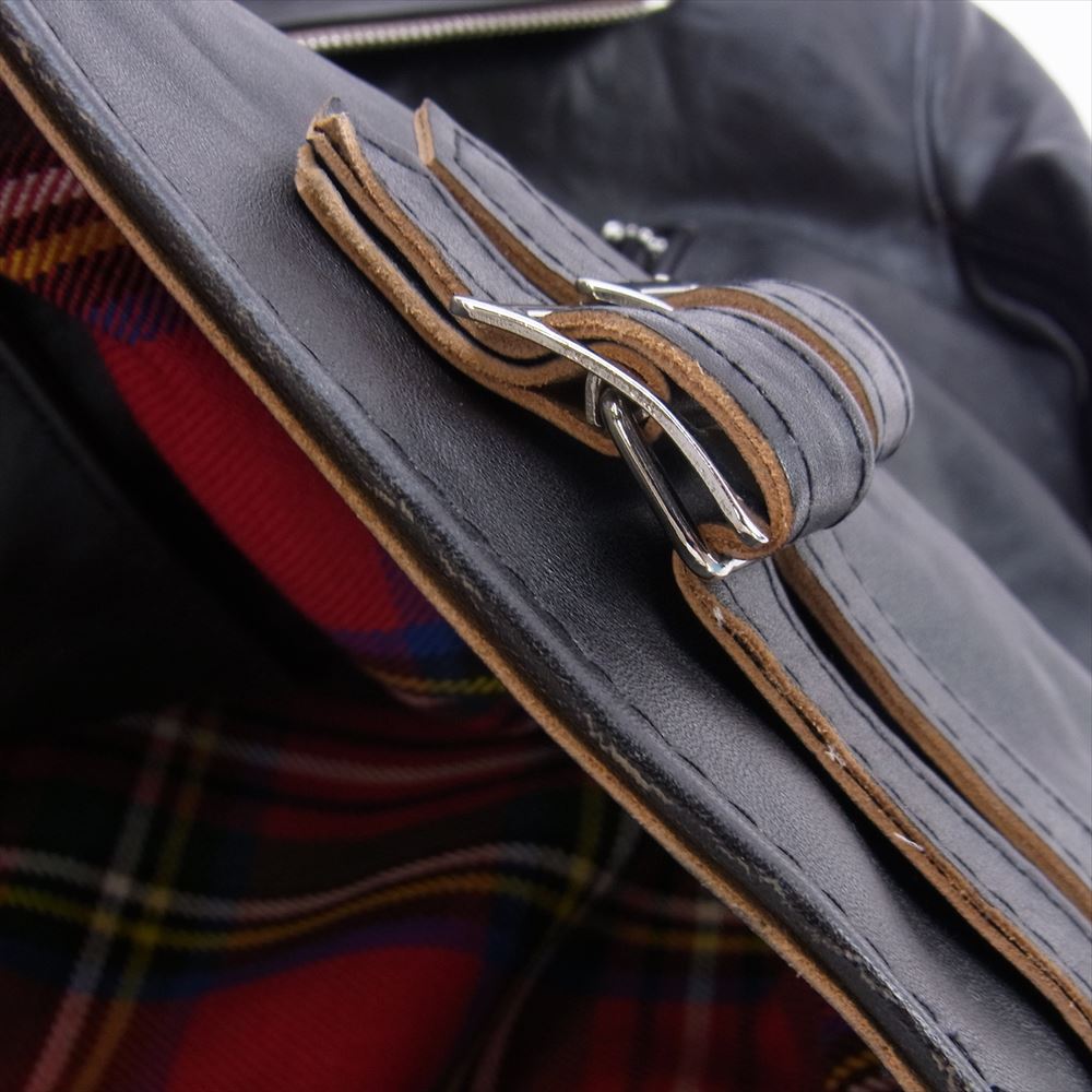 Lewis Leathers ルイスレザー LIGHTNING ライトニング 38 ベジカウ ダブル ライダース レザー ジャケット 裏地チェック ブラック系 38【中古】