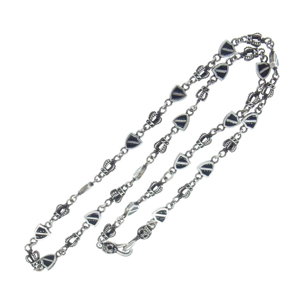 Justin Davis ジャスティンデイビス SNJ190 2 BLK 50 購入証明書付属 箱付属 CROWN SHIELD LINK  クラウン シールド リンク チェーン 50cm ネックレス シルバー系【中古】